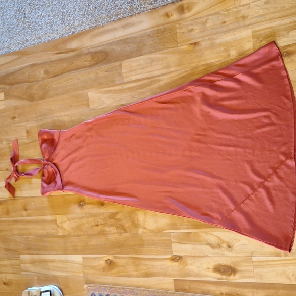 BCBGMaxAzria Halter Maxi Satin Dress Brick Red Size XS - Picture 2 of 10